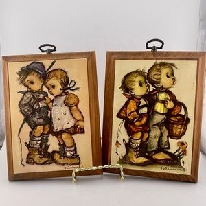 Vintage, Wood Lacquered Wall Plaques, by Hummel, Set of Two